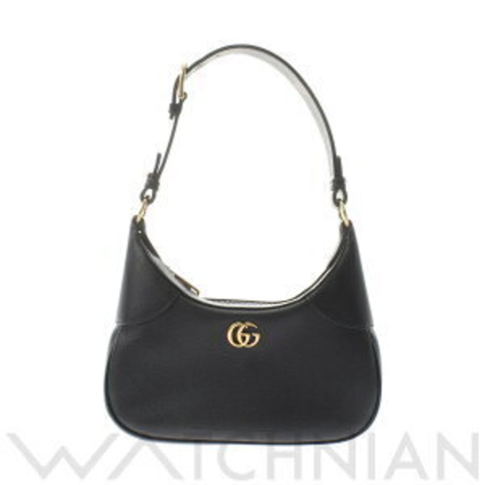 Gucci Double GG Aphrodite Black Soft Leather Shoulder Bag